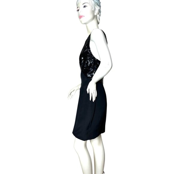 1980s Oleg Cassini short black dress with sequin top and racerback  Size 6 - Picture 5 of 8